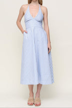 Mia Striped Halter Midi Dress
