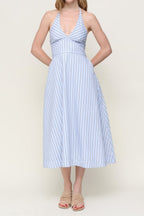 Mia Striped Halter Midi Dress