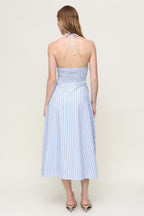 Mia Striped Halter Midi Dress