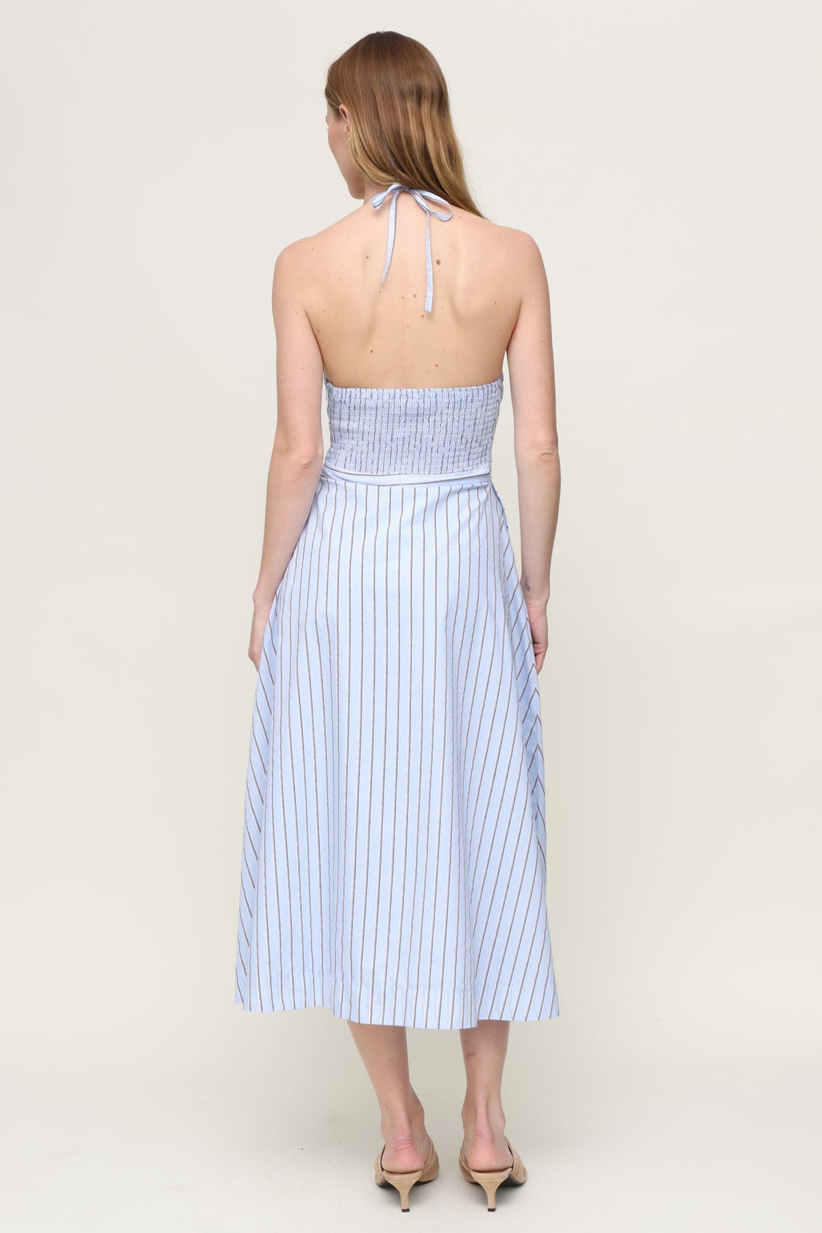 Mia Striped Halter Midi Dress