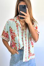 Marbella Tile Shirt - Blue Blush Floral