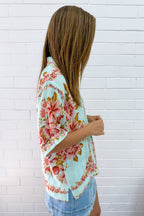 Marbella Tile Shirt - Blue Blush Floral