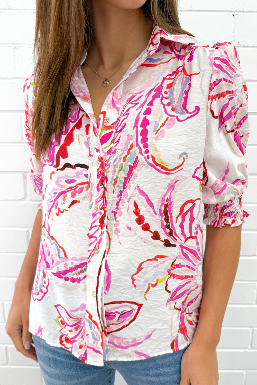 Melody Blouse - Pink Paisley Floral