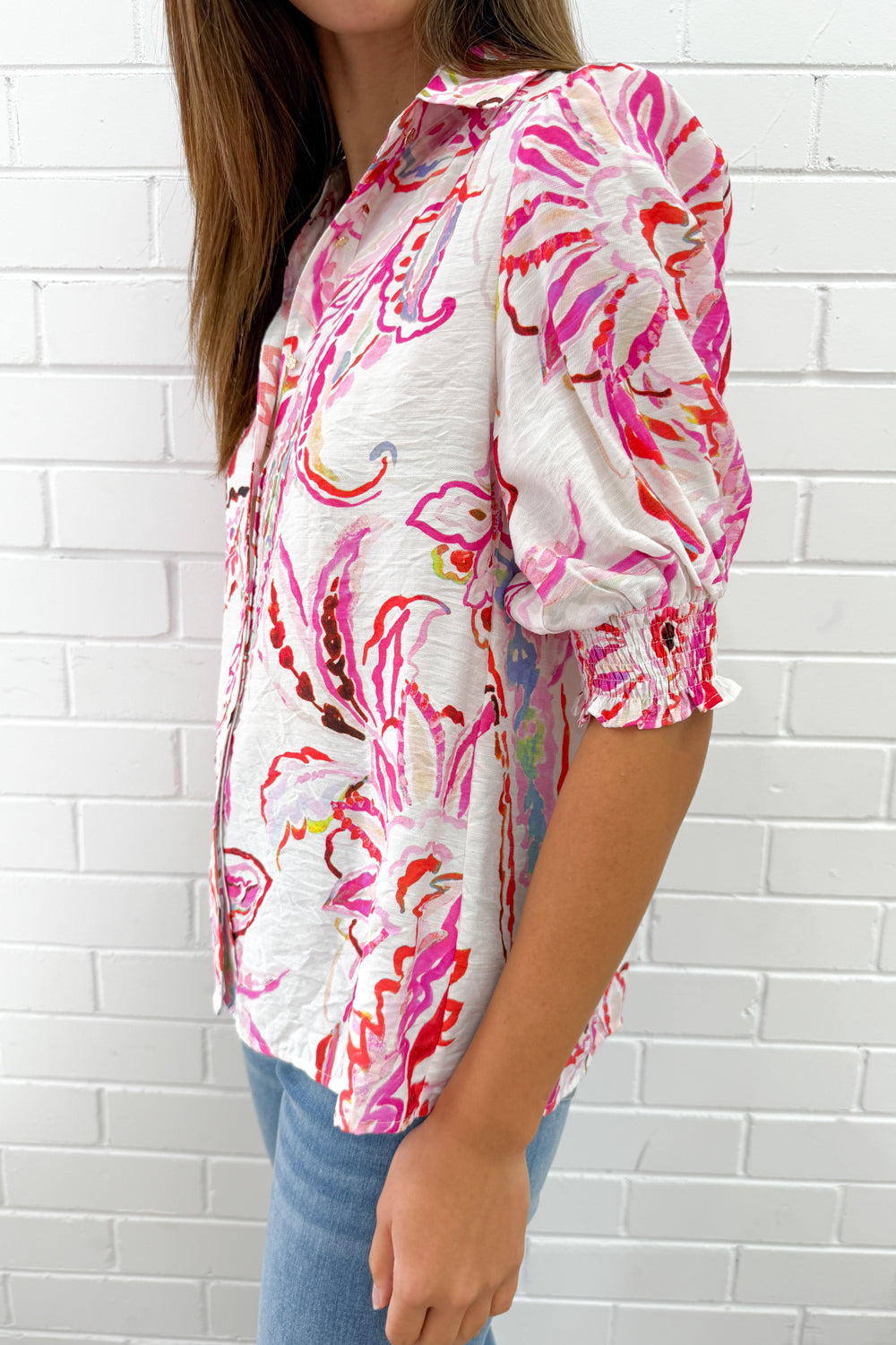 Melody Blouse - Pink Paisley Floral