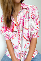 Melody Blouse - Pink Paisley Floral